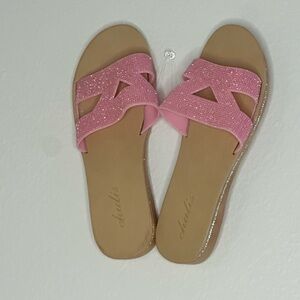 Pink Glitter Slide Sandals